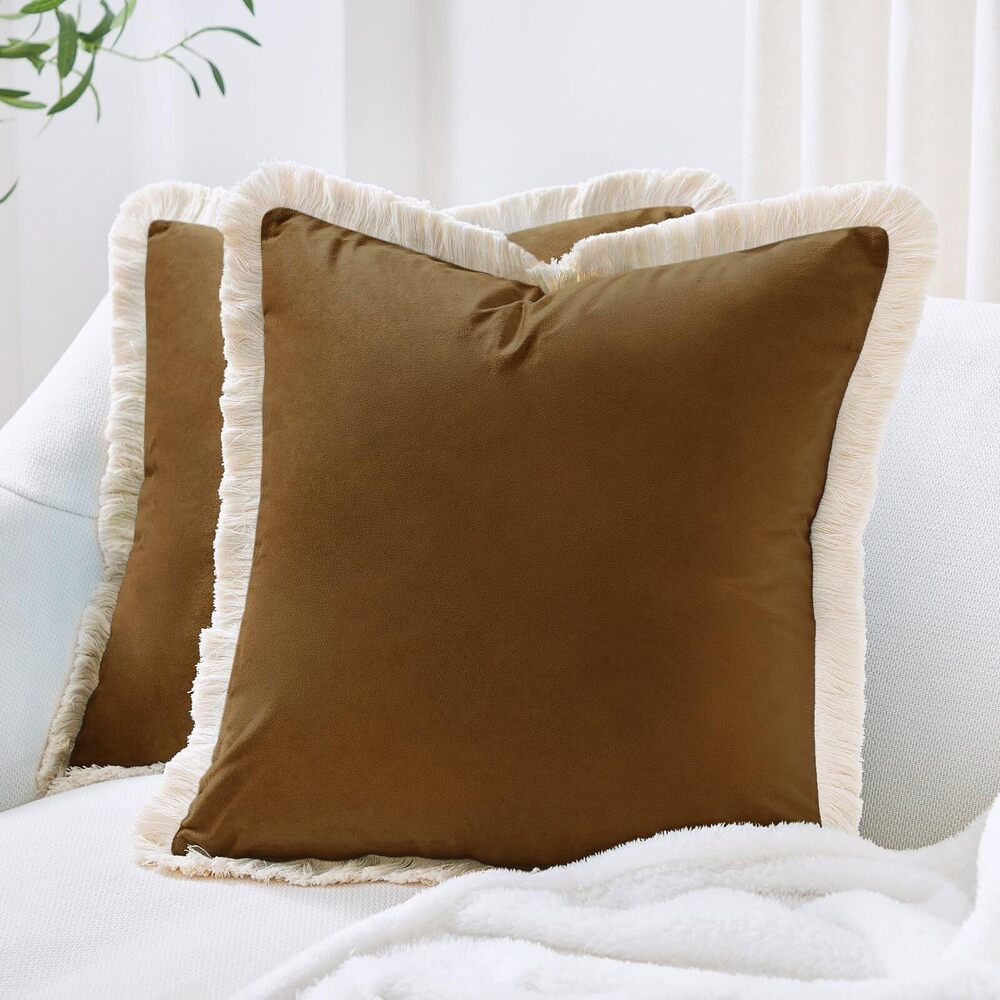 6673 Decorative Throw Pillow Covers Cushion Cases, Set of 2 Soft Velvet
